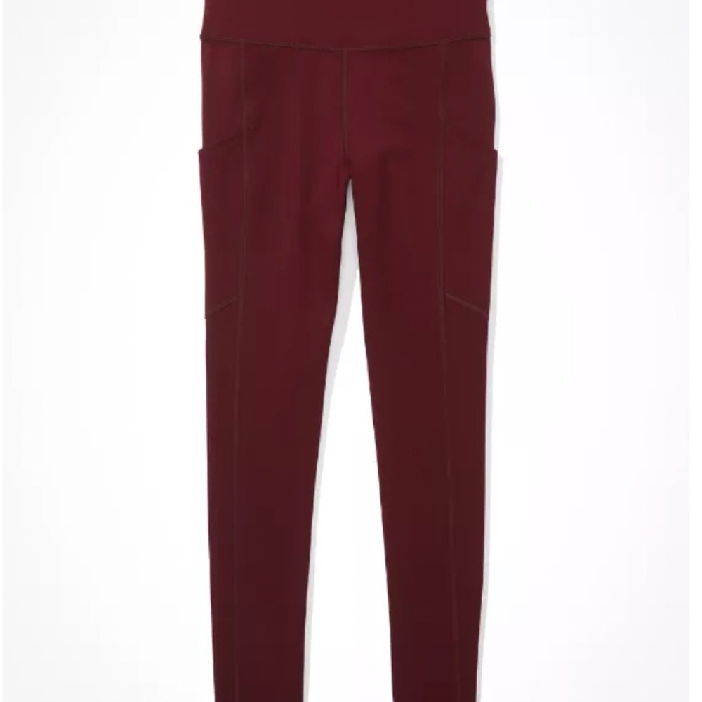American Eagle The Everything Pocket Legging Burgundy High Waisted Small Yoga